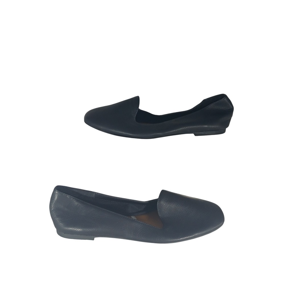 a.n.a Klapper Flats 8.5 Navy Blue Square Toe Minimalist Business Casual Workwear